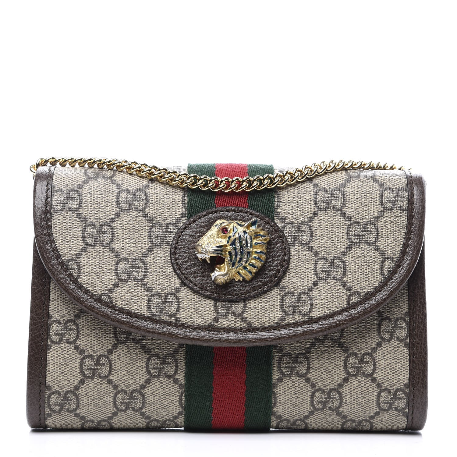 Gucci GG Supreme Monogram Web Mini Rajah Slim Flap Shoulder Bag Beige New Acero 1 of 11