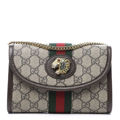 Gucci GG Supreme Monogram Web Mini Rajah Slim Flap Shoulder Bag Beige New Acero 1 of 11