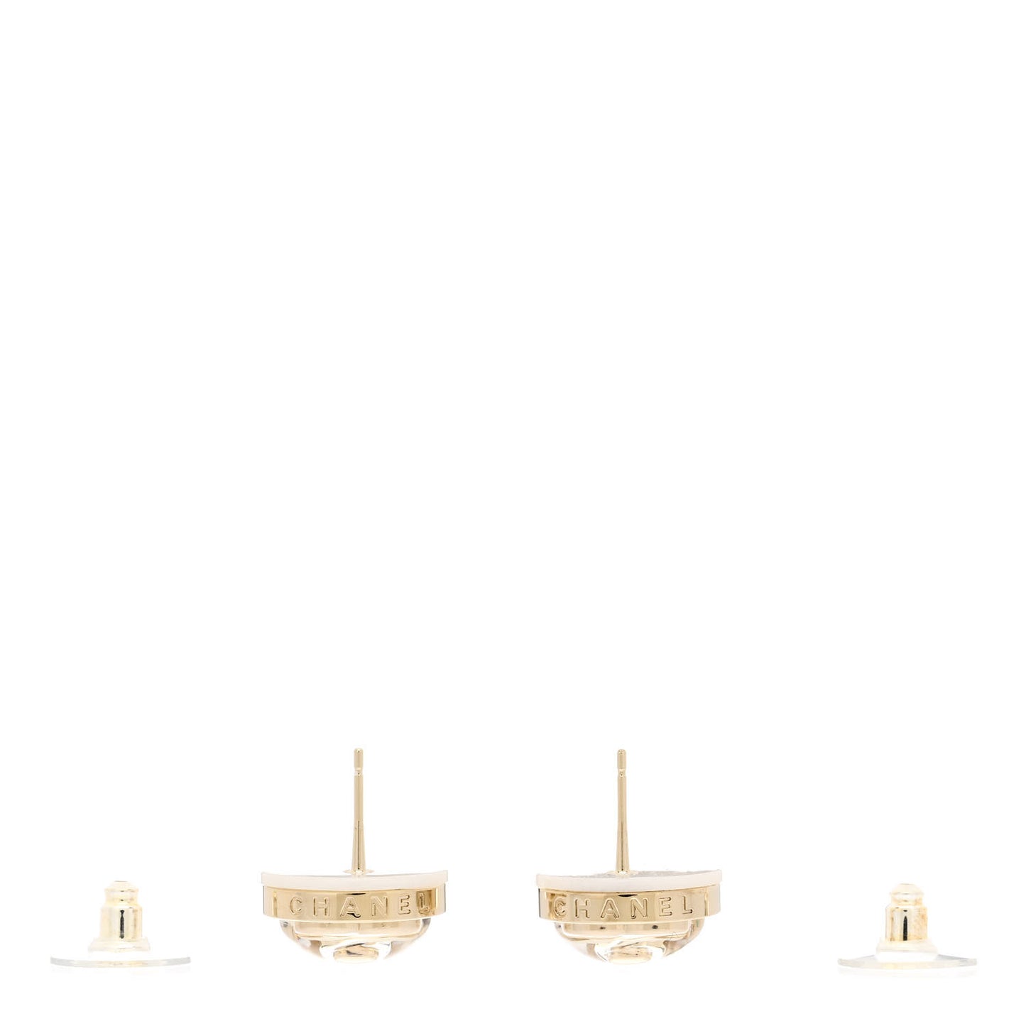 Resin CC Turnlock Earrings White Gold