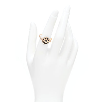 Christian Dior 18K Rose Gold Diamond Black Onyx Rose Des Vents Ring 55 7.25 2 of 5