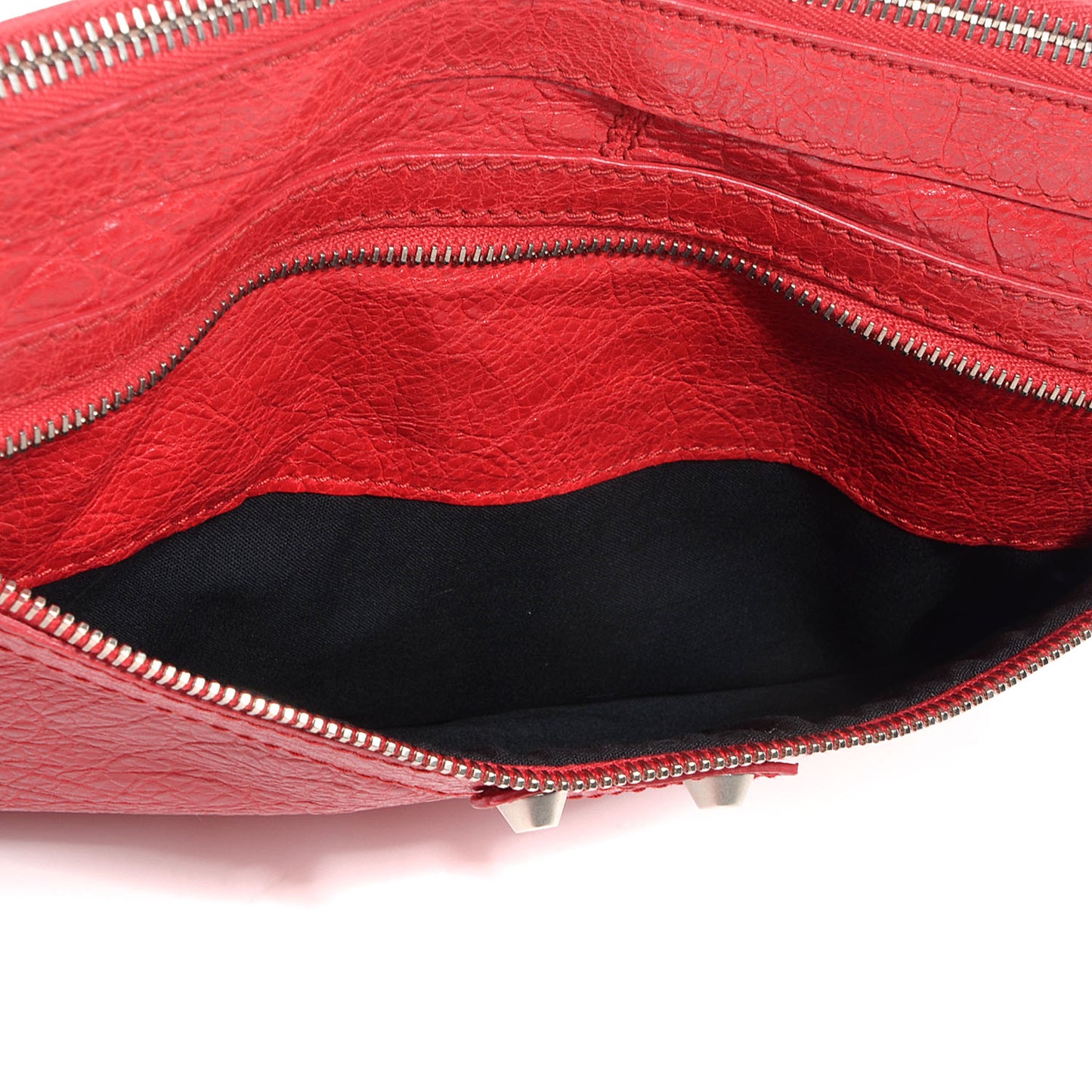 Agneau Classic Hardware Medium Clip Clutch Rouge Coquelicot