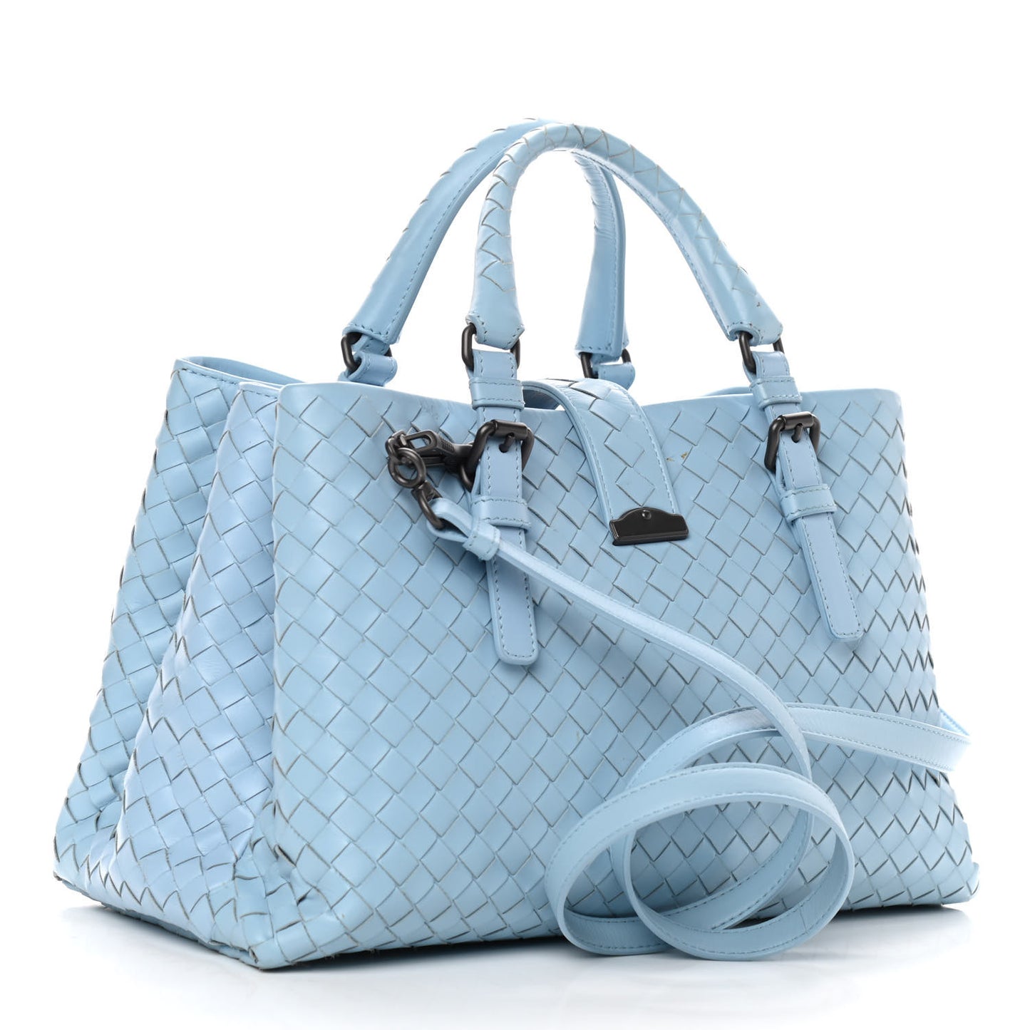 Light Calf Intrecciato Small Roma Topazio