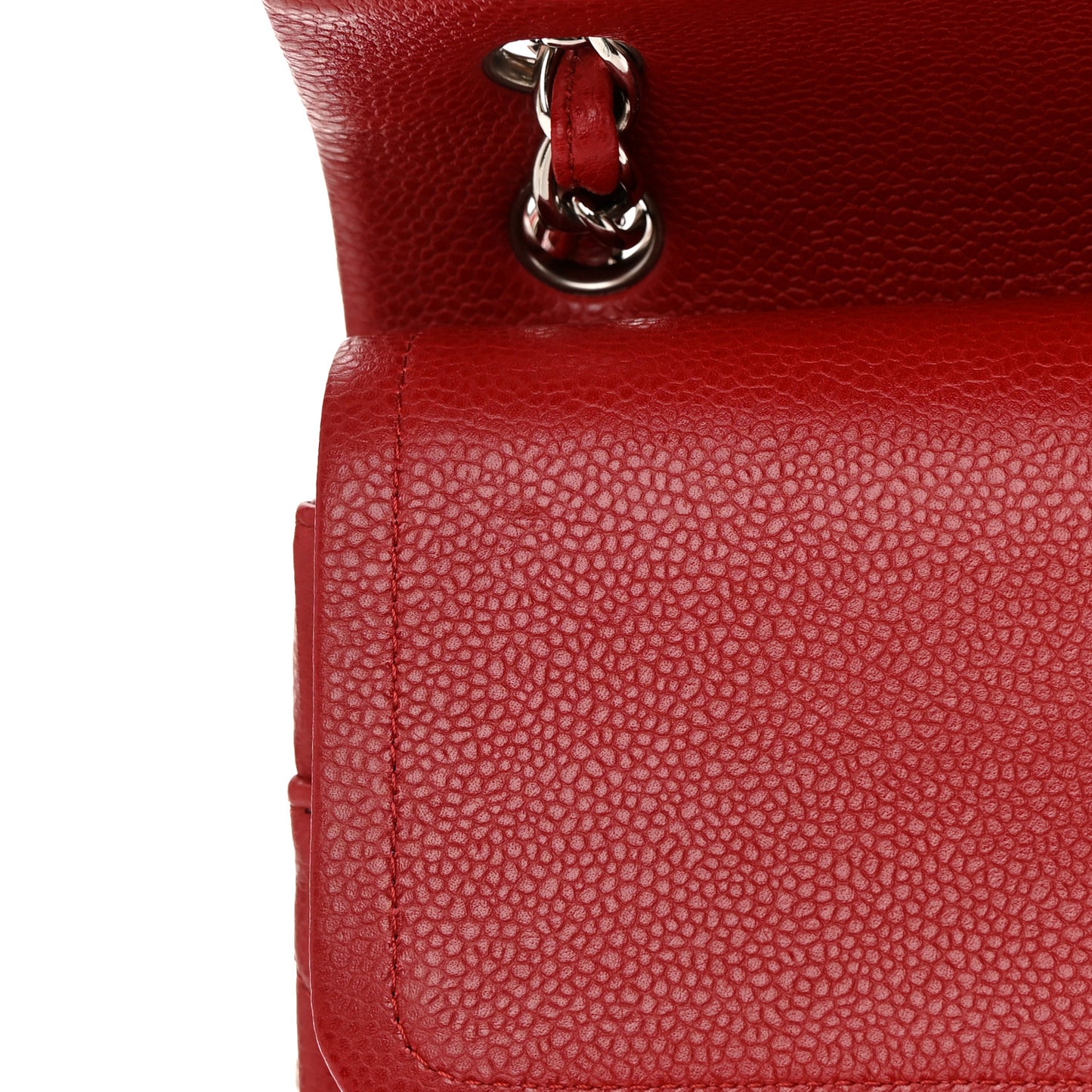Caviar Quilted Jumbo Double Flap Red