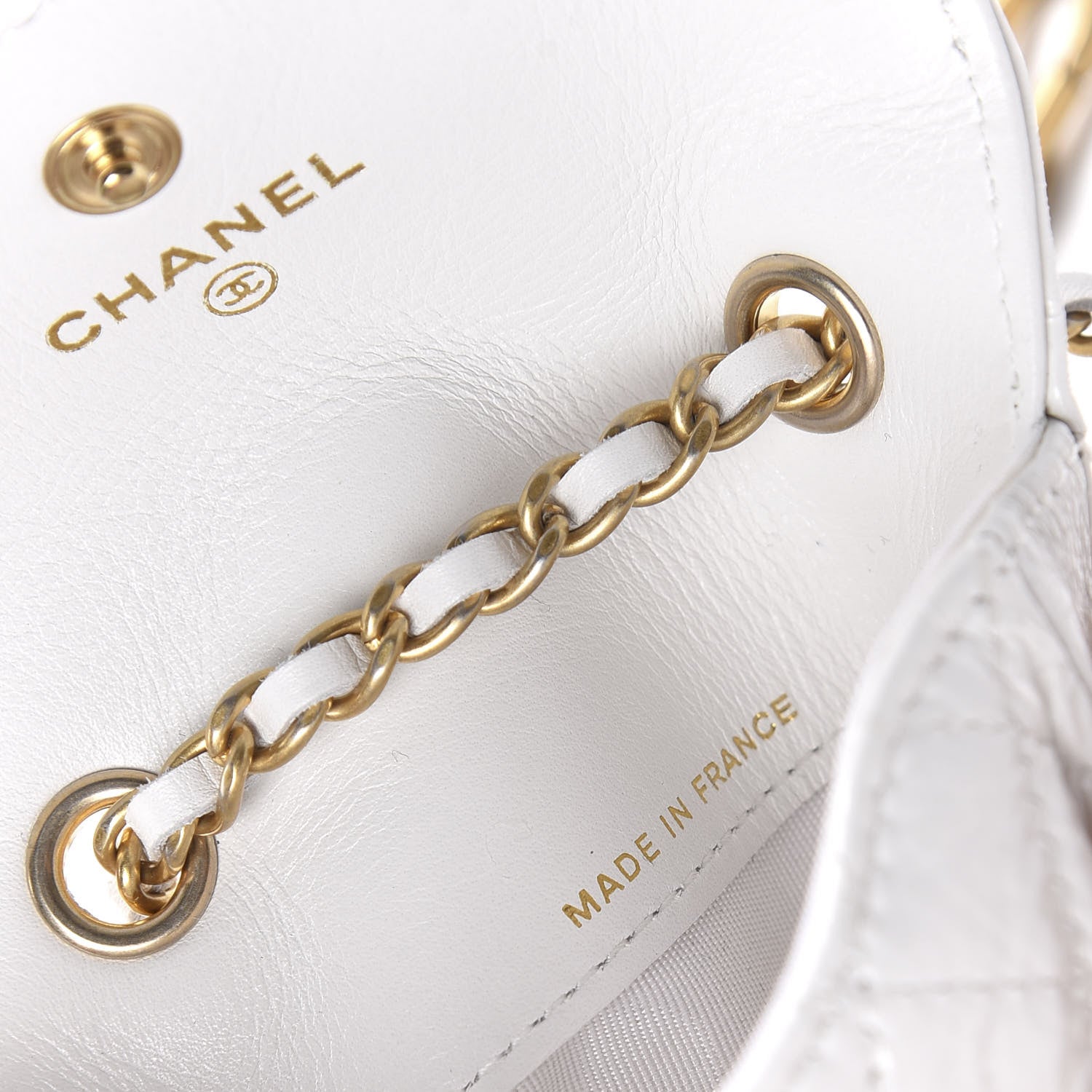 Chanel Shiny Aged Calfskin Quilted Waist Belt Bag White 9 of 11