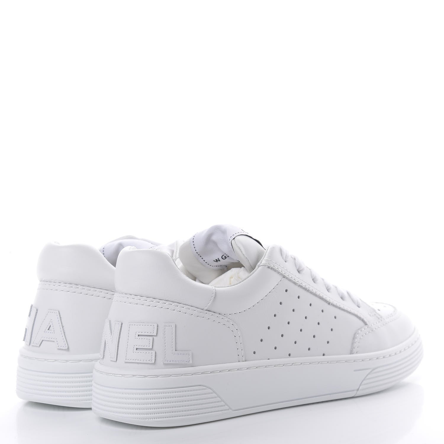 Chanel Calfskin Womens Logo Sneakers 38.5 White 4 of 9