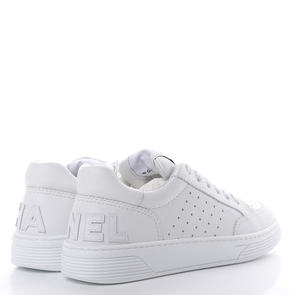 Chanel Calfskin Womens Logo Sneakers 38.5 White 4 of 9