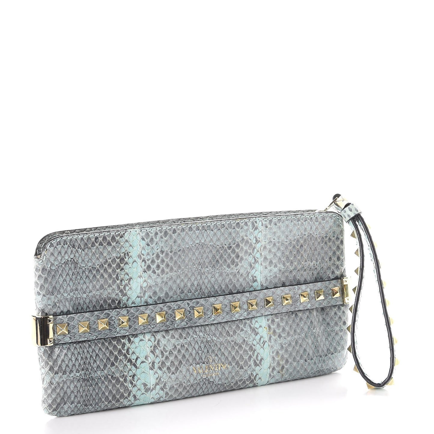 Python Rockstud Clutch Blue