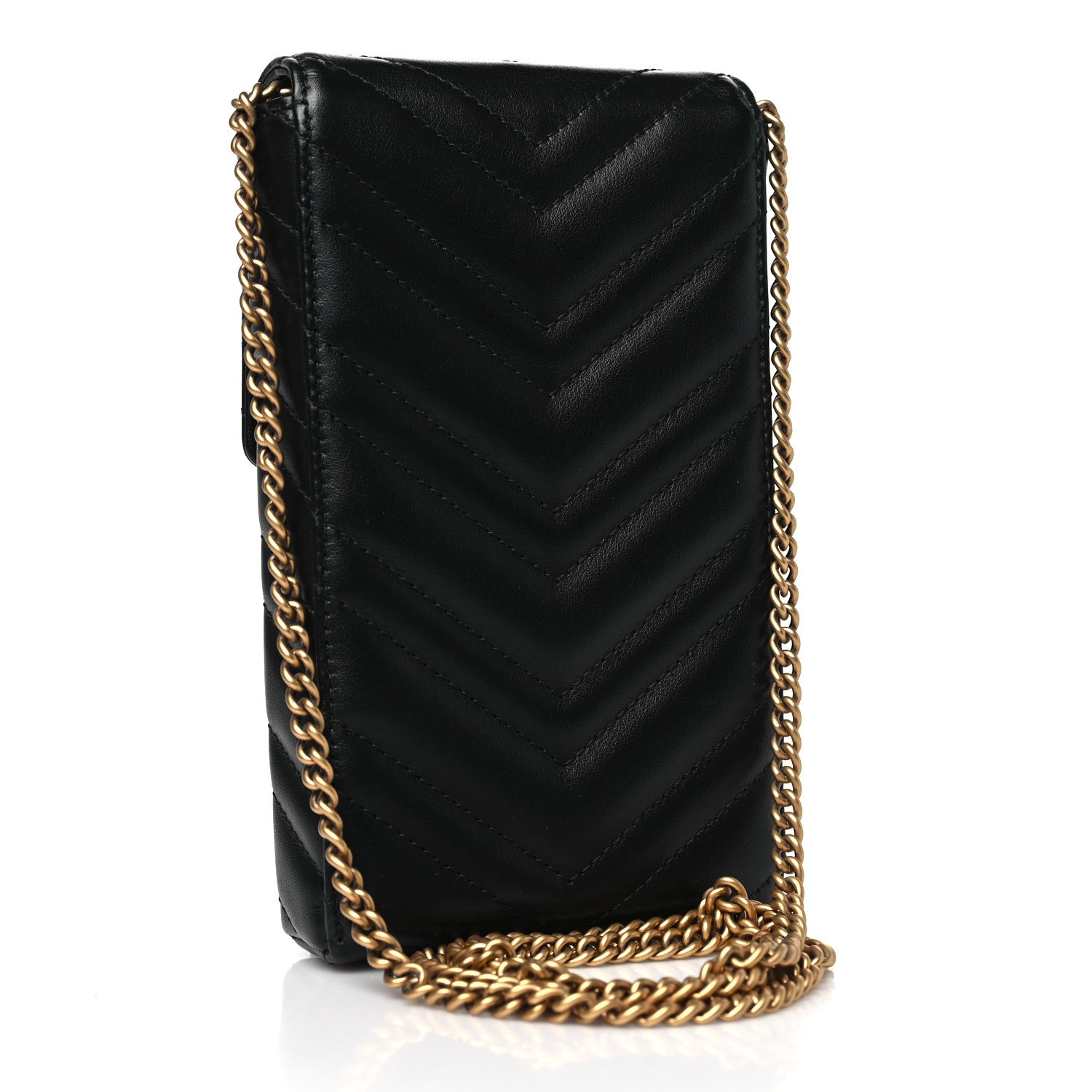 Gucci Calfskin Small GG Marmont Phone Crossbody Bag Black 3 of 10