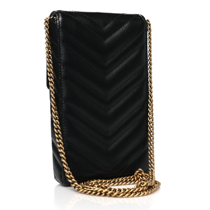 Gucci Calfskin Small GG Marmont Phone Crossbody Bag Black 3 of 10