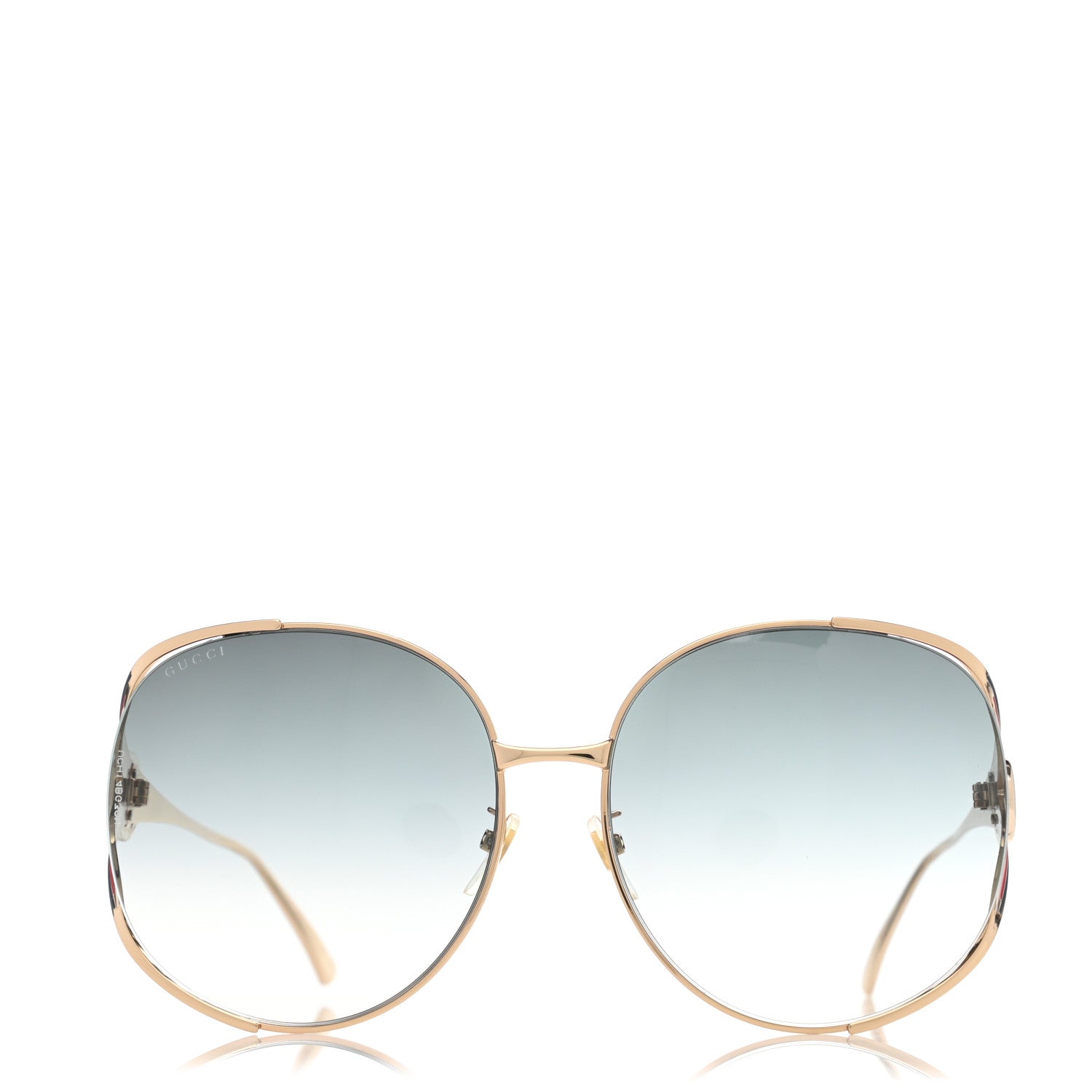 Gucci Metal Oversized Round Frame GG0225S Sunglasses Gold 2 of 7