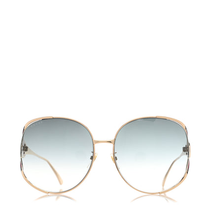 Gucci Metal Oversized Round Frame GG0225S Sunglasses Gold 2 of 7