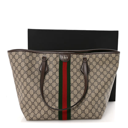 Gucci GG Supreme Monogram Calfskin Web Large Ophidia Tote Beige Dark Brown 10 of 10