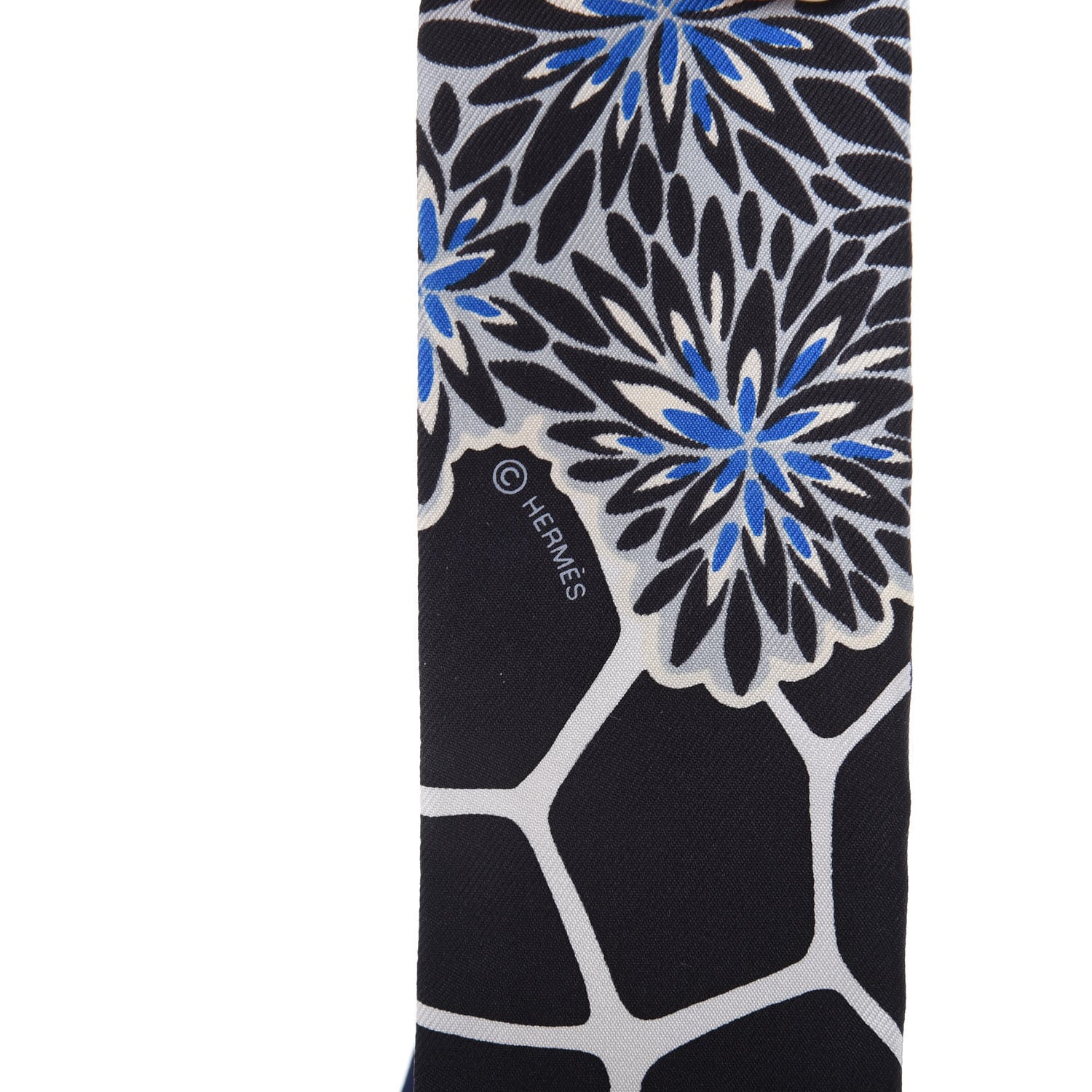 Hermes Silk The Three Graces Twilly Bleu Nuit Gold Black 4 of 4