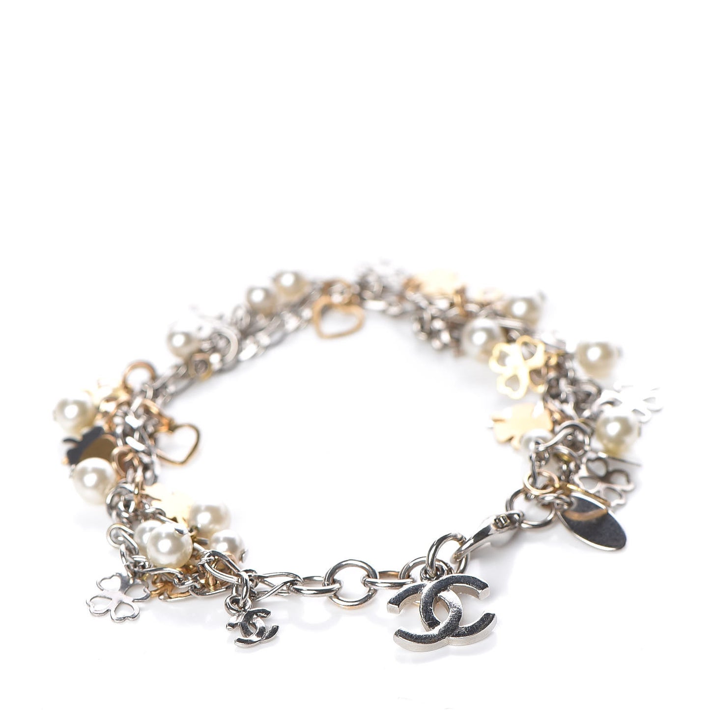 Pearl Lucky Charms CC Bracelet Silver