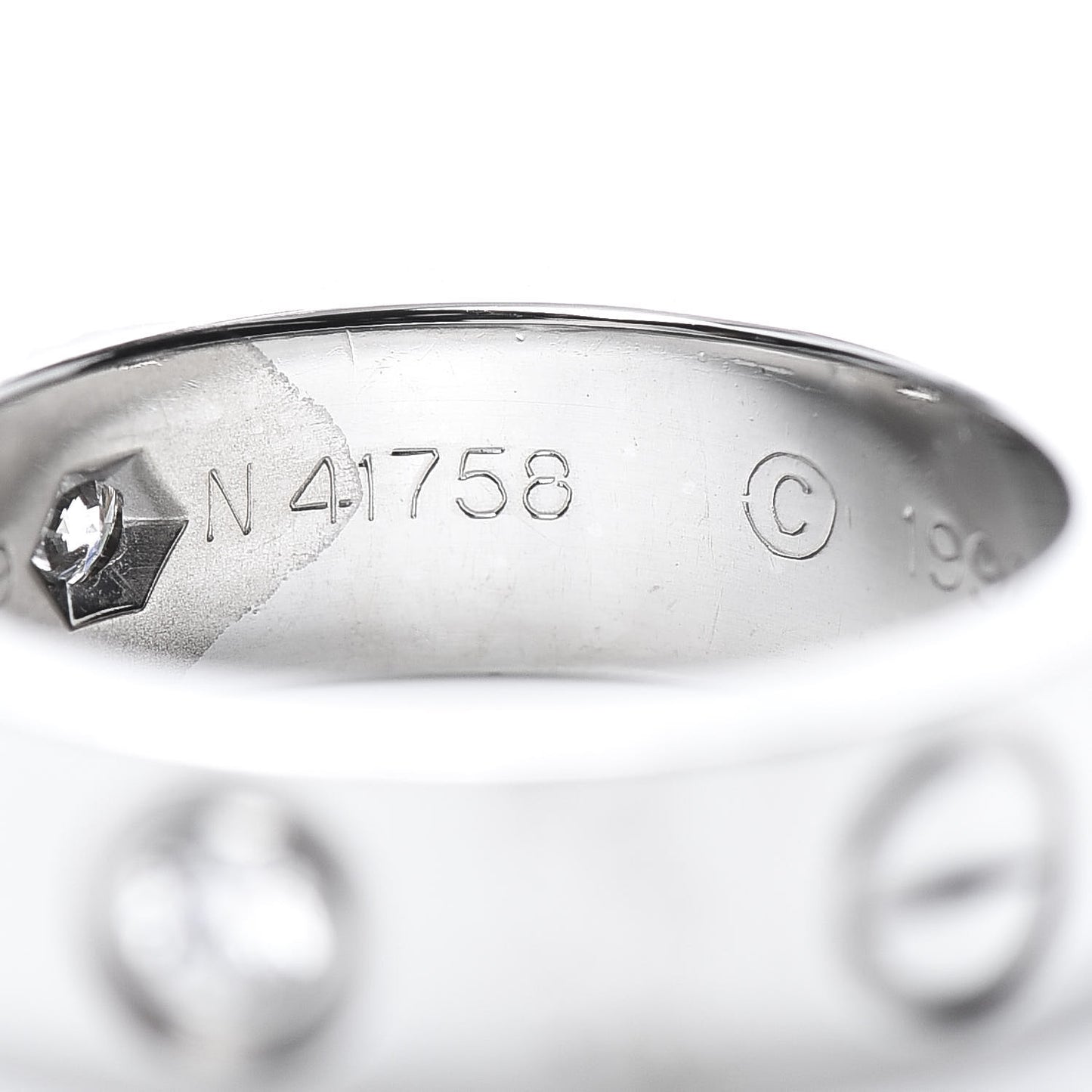 18K White Gold 3 Diamond 5.5mm LOVE Ring 49 4.75