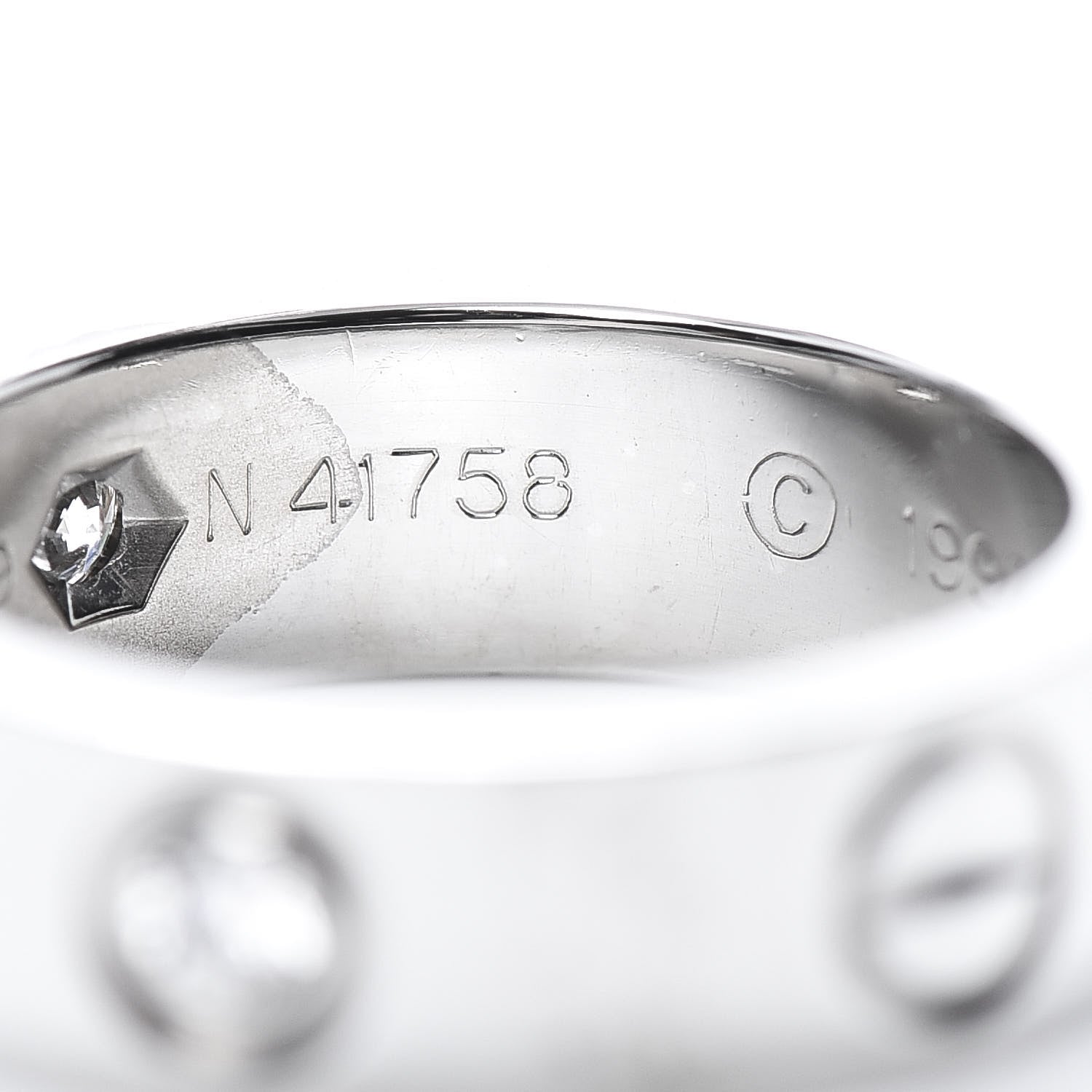Cartier 18K White Gold 3 Diamond 5.5mm LOVE Ring 49 4.75 5 of 7