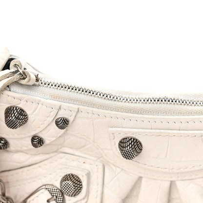 Balenciaga Extra Supple Calfskin Crocodile Embossed Le Cagole Mini Purse With Chain White 13 of 18
