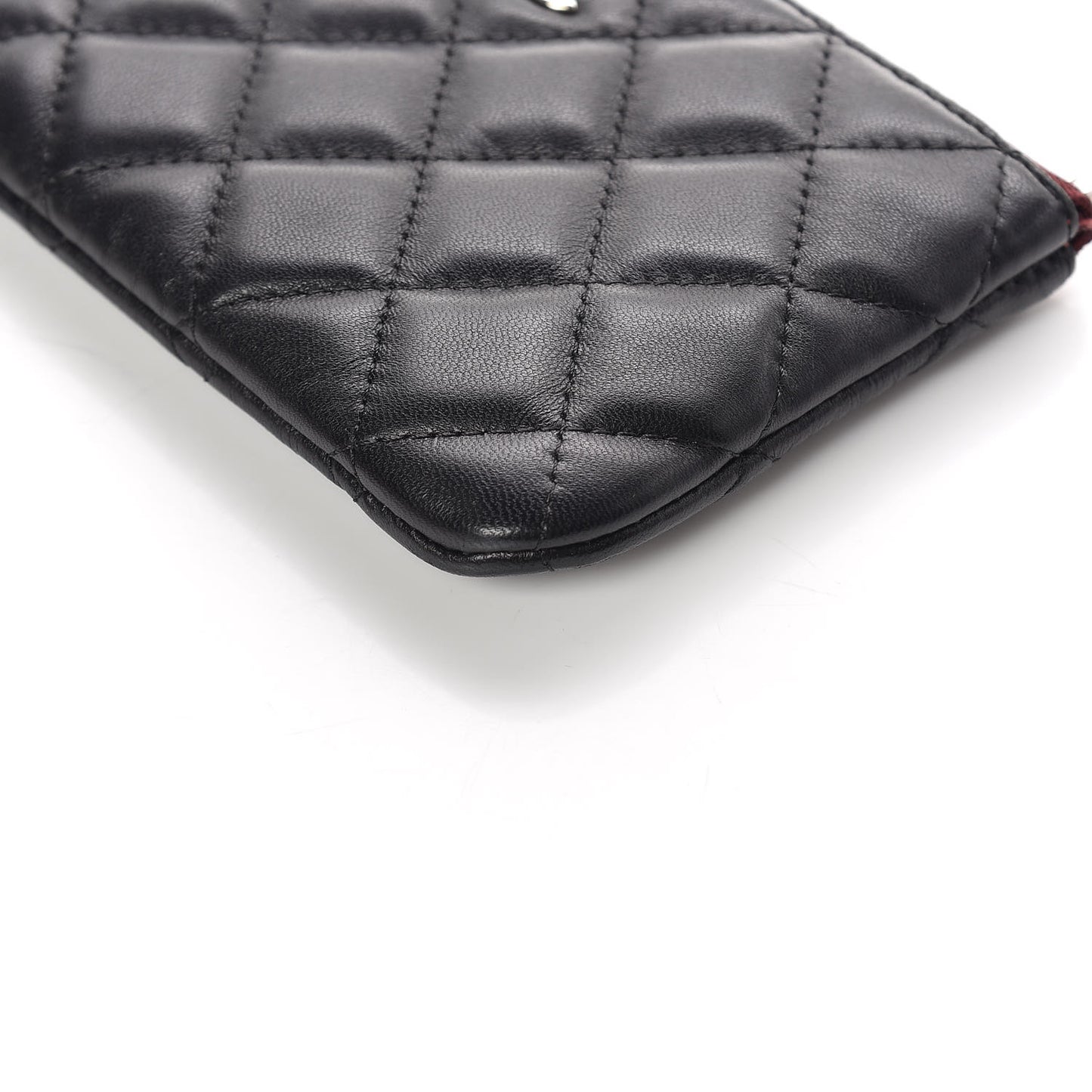Lambskin Quilted Small Cosmetic Case Black