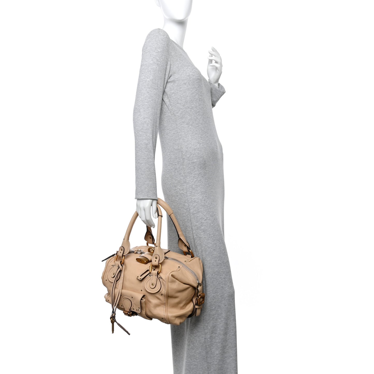 Calfskin Paddington Front Pocket Tote Creme