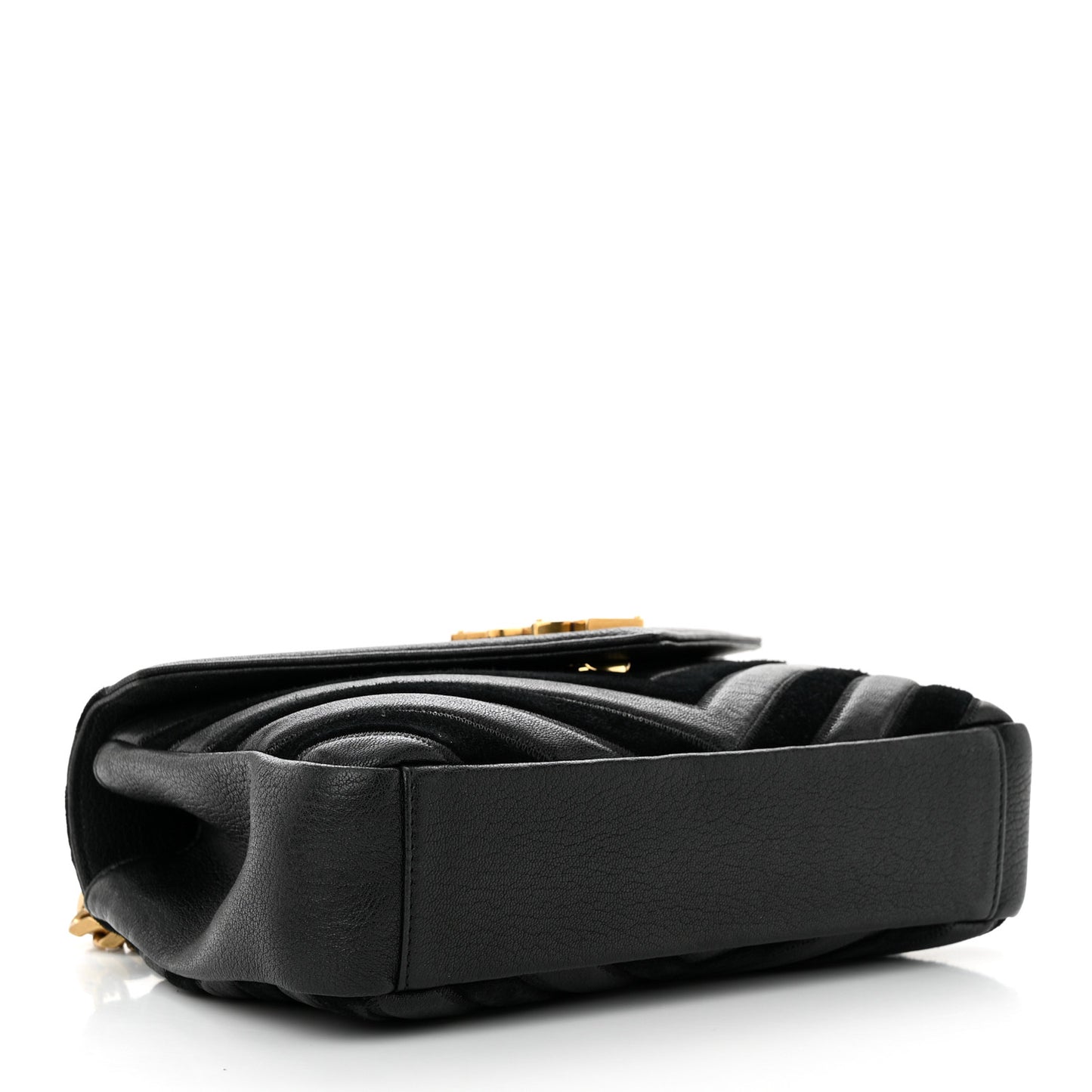 Calfskin Suede Matelasse Chevron Monogram Medium College Bag Black
