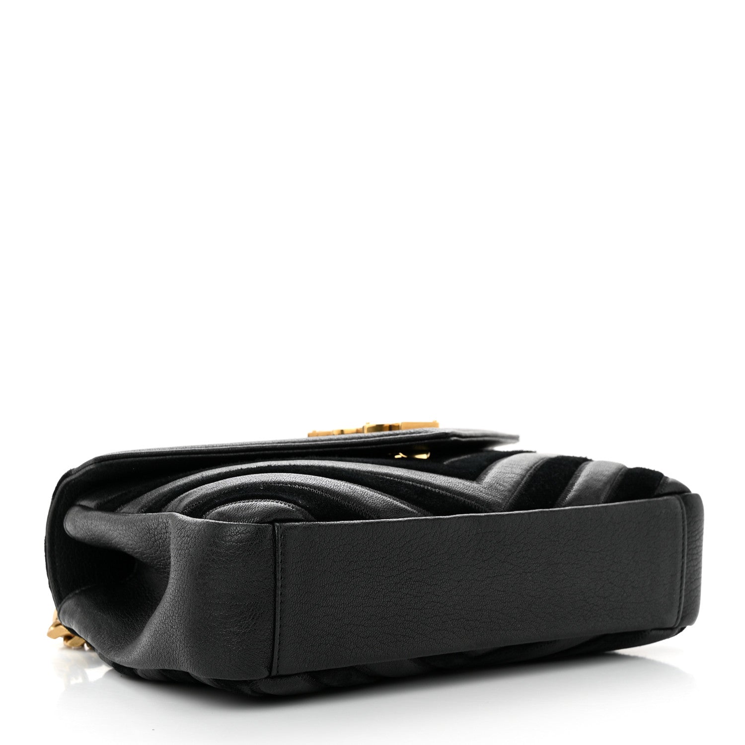 Saint Laurent Calfskin Suede Matelasse Chevron Monogram Medium College Bag Black 4 of 9