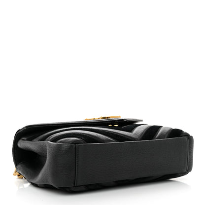 Saint Laurent Calfskin Suede Matelasse Chevron Monogram Medium College Bag Black 4 of 9