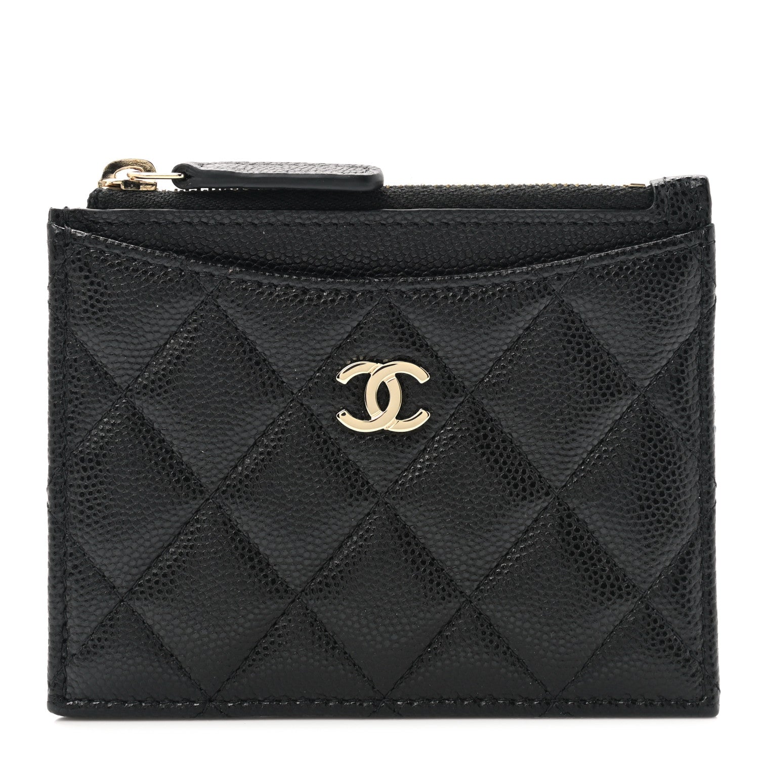 Chanel Caviar Quilted CC Zip Card Holder Black 1 of 8