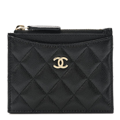 Chanel Caviar Quilted CC Zip Card Holder Black 1 of 8