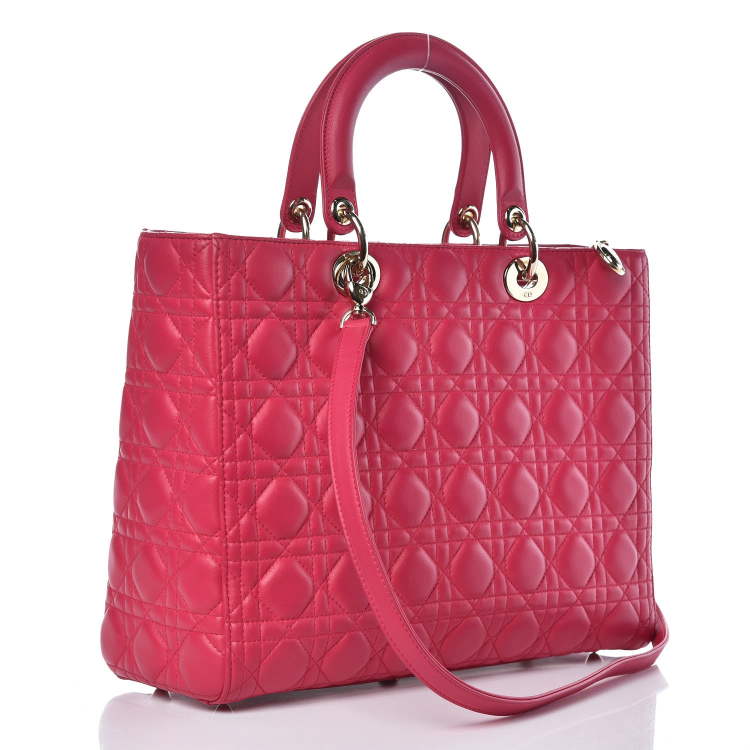 Christian Dior Lambskin Cannage Large Lady Dior Fuchsia 3 of 11