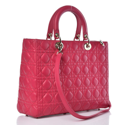 Christian Dior Lambskin Cannage Large Lady Dior Fuchsia 3 of 11
