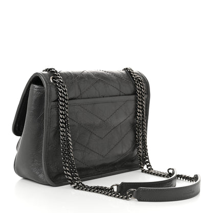 Saint Laurent Crinkled Calfskin Matelasse Monogram Baby Niki Chain Satchel Storm 3 of 11