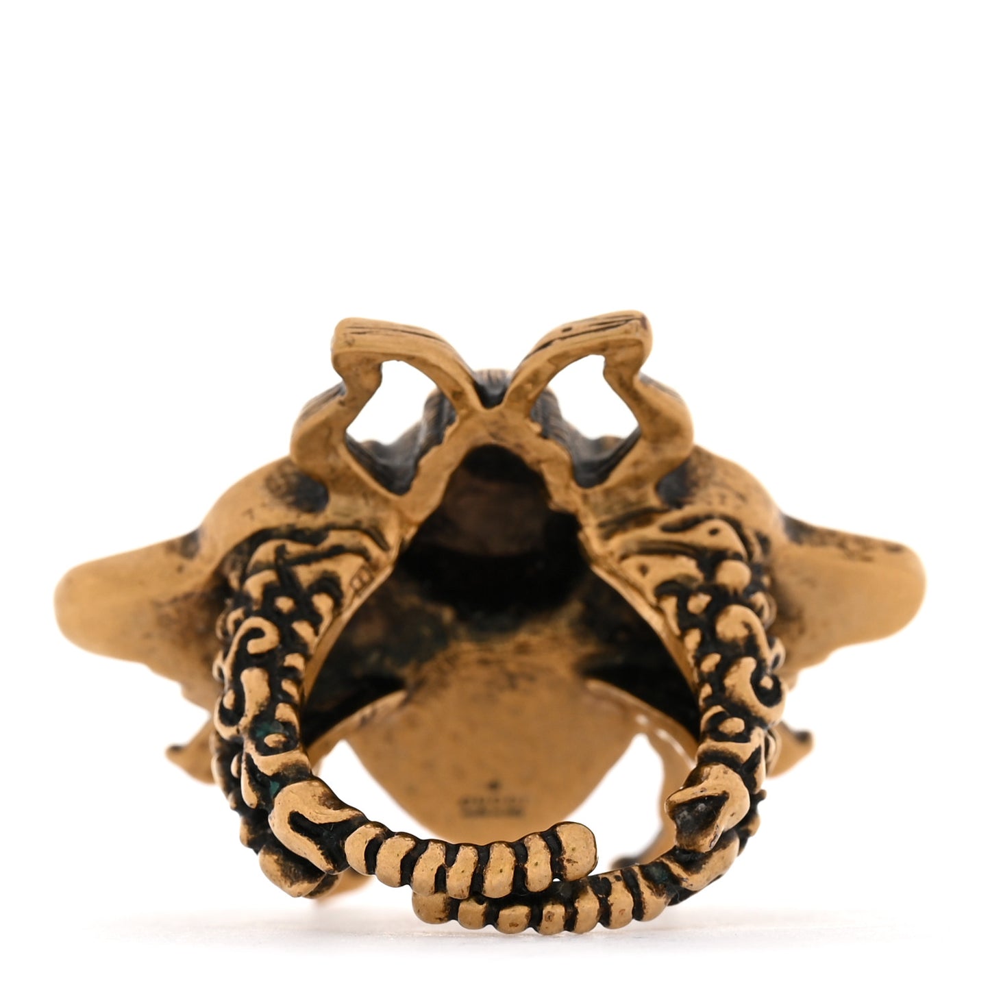 Metal Crystal Pearl Bee Ring M 56 7.5 Aged Gold