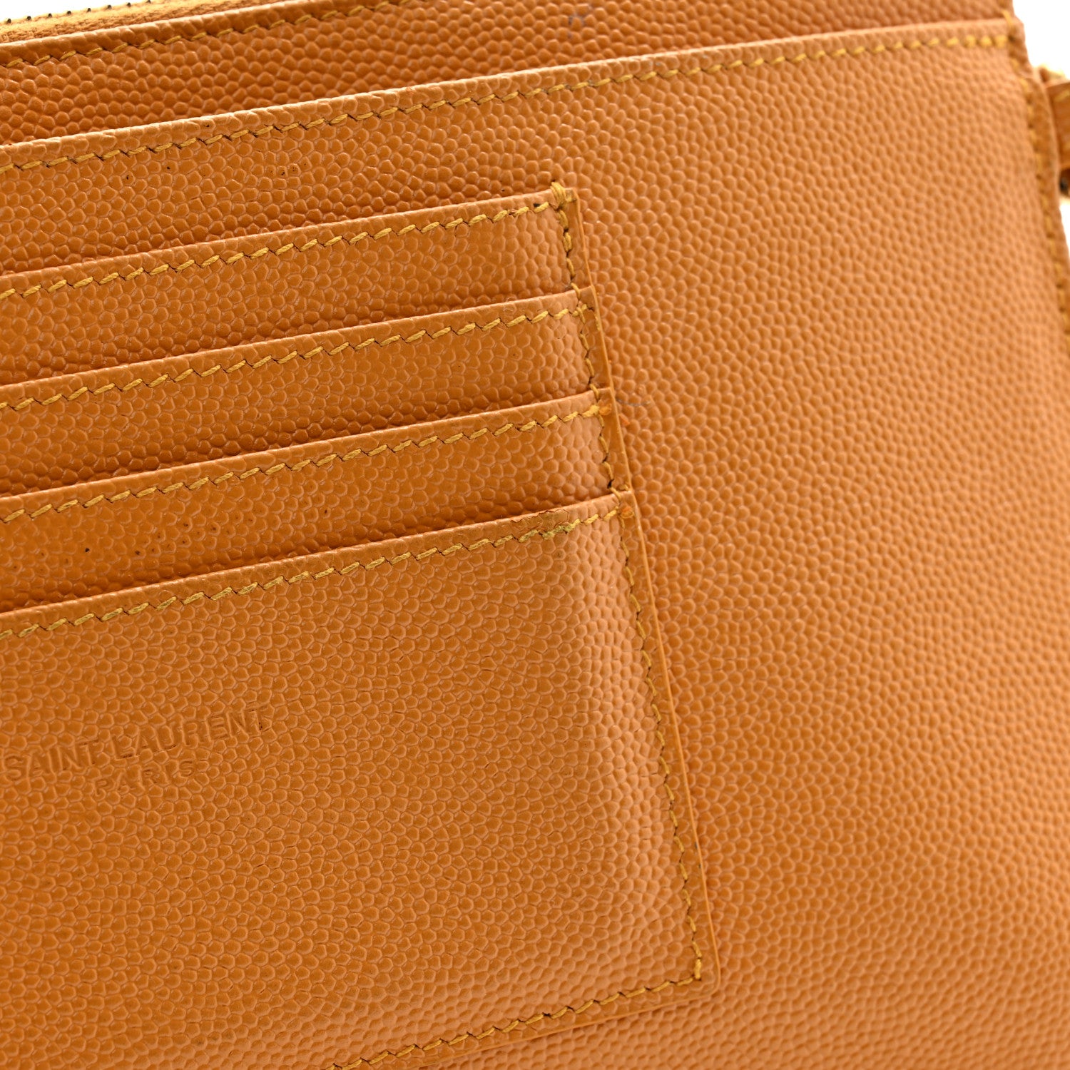 Saint Laurent Grain De Poudre Chevron Monogram Large Bill Pouch Senape Yellow 10 of 14