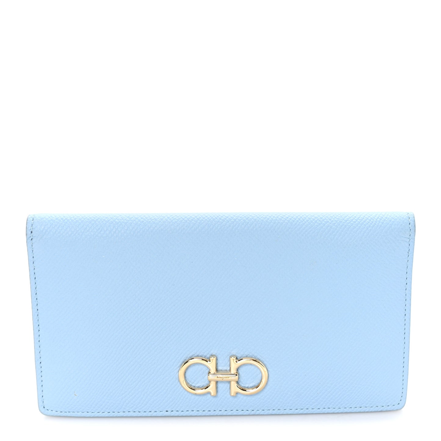 Grained Calfskin Gancini Continental Wallet Light Blue