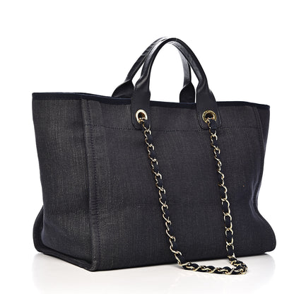 Chanel Denim Large Deauville Tote Dark Blue 3 of 15