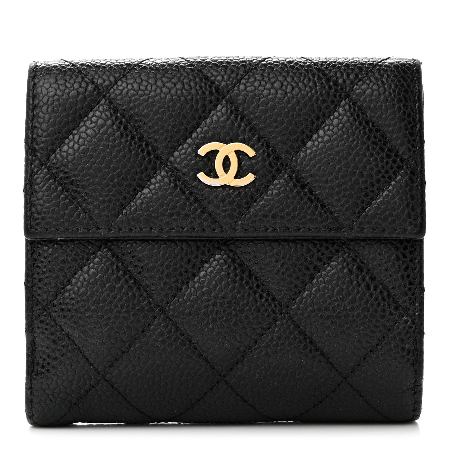 Chanel Caviar Quilted Compact French Flap Wallet Black 1 of 15