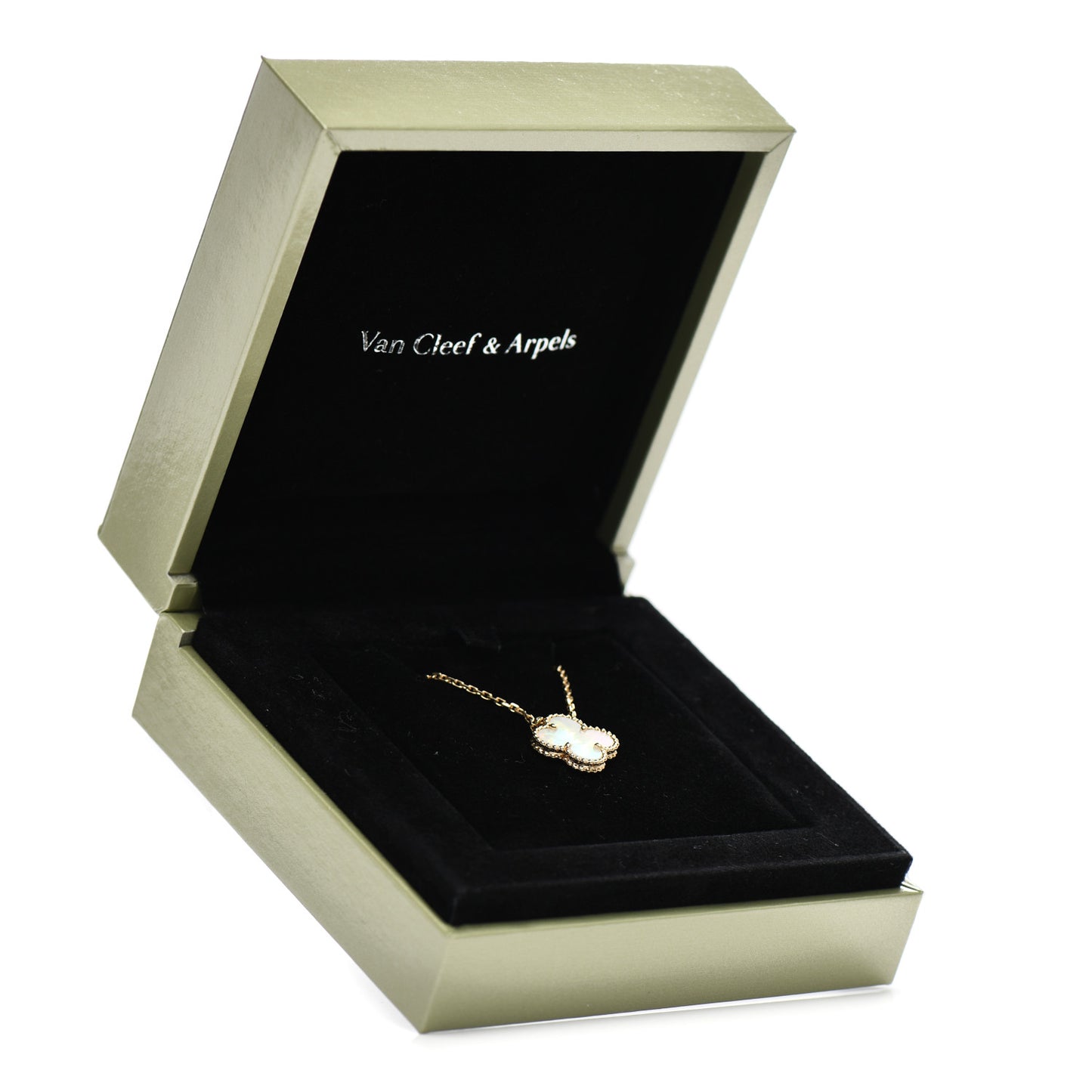 18K Yellow Gold Mother of Pearl Vintage Alhambra Pendant Necklace