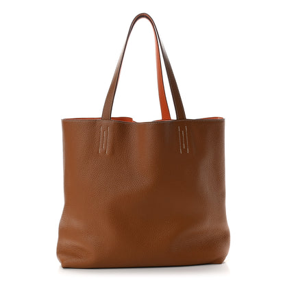 Hermes Taurillon Clemence Double Sens 45 Reversible Tote Orange Gold 1 of 13
