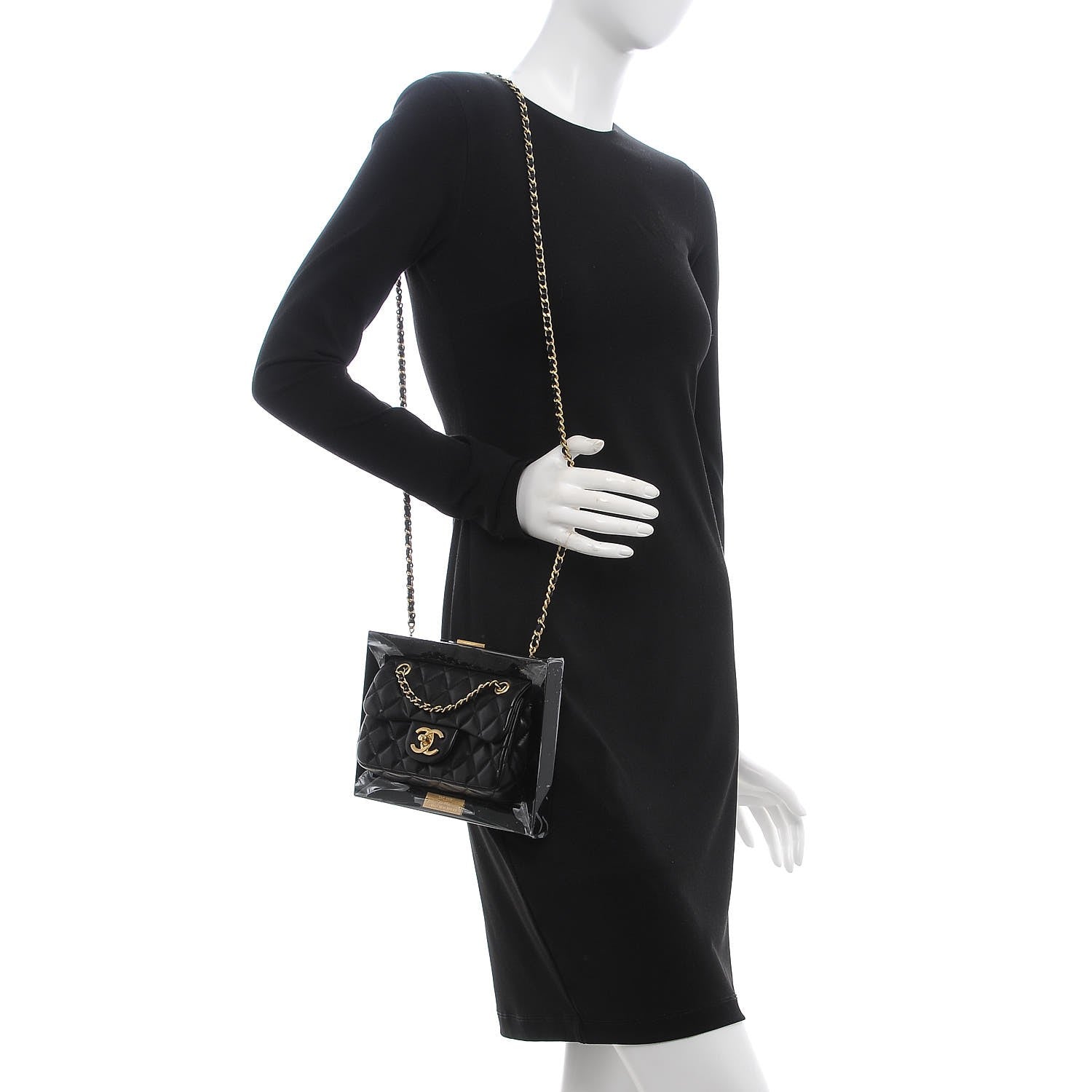 Chanel Plexiglass Lambskin Framed Flap Bag Clutch Black 2 of 11