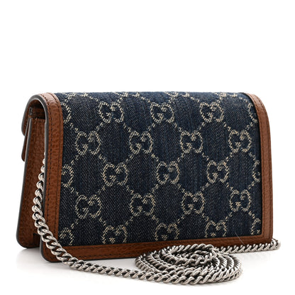 Gucci New Denim GG Monogram Dollar Calfskin Enamel Super Mini Dionysus Shoulder Bag Blue Tea Cuir Epilog Electric Blue 3 of 9