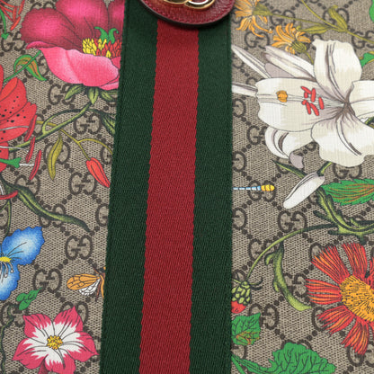 Gucci GG Supreme Monogram Flora Web Large Ophidia Tote Red 12 of 13