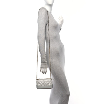 Chanel Metallic Lambskin Calfskin Quilted Small Gabrielle Clutch With Chain Silver 2 of 12