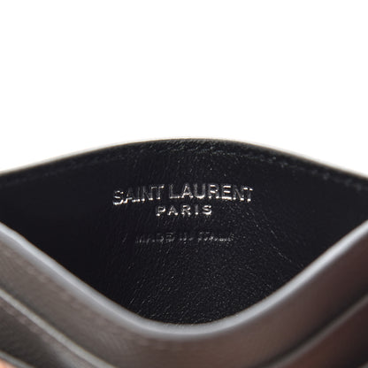 Saint Laurent Grain De Poudre Matelasse Chevron Monogram Credit Card Case Coal 5 of 6