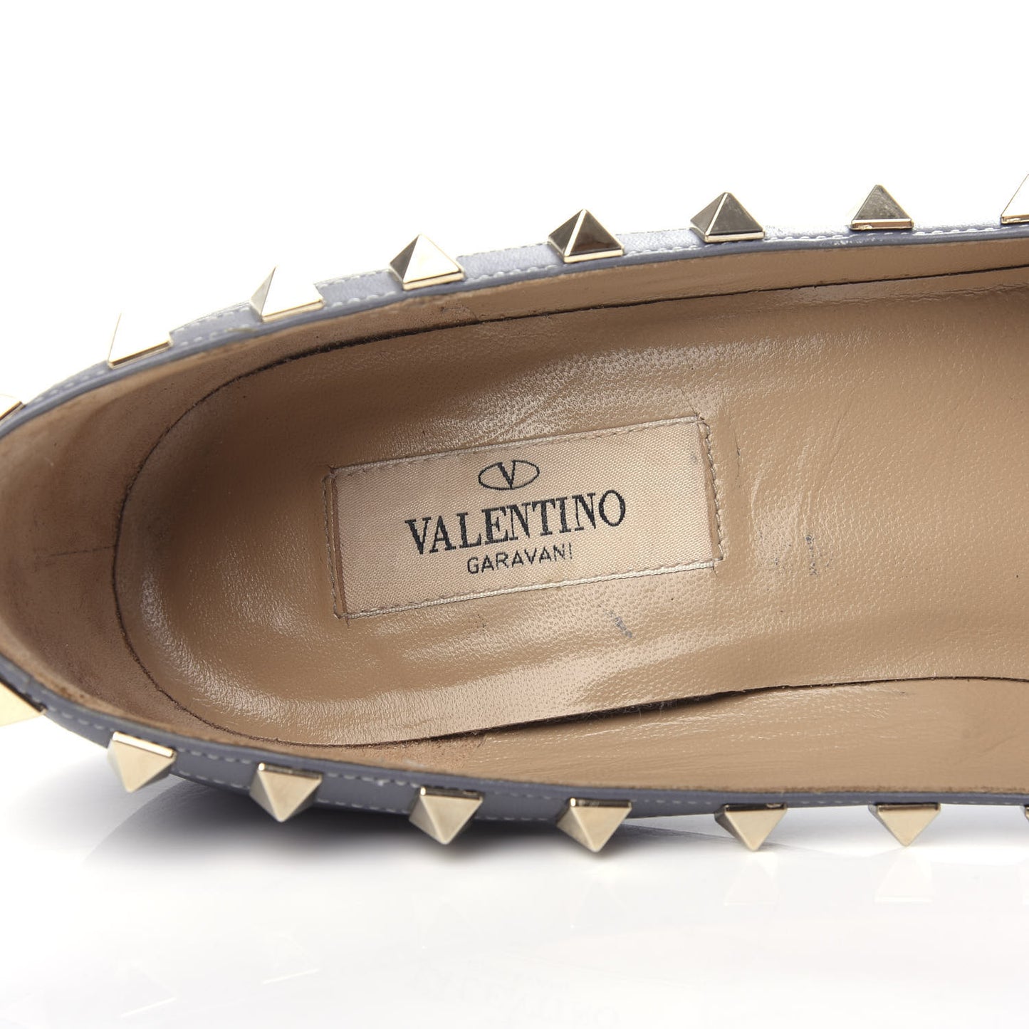 Pebbled Calfskin Rockstud 85mm Pumps 37.5 Light Stone