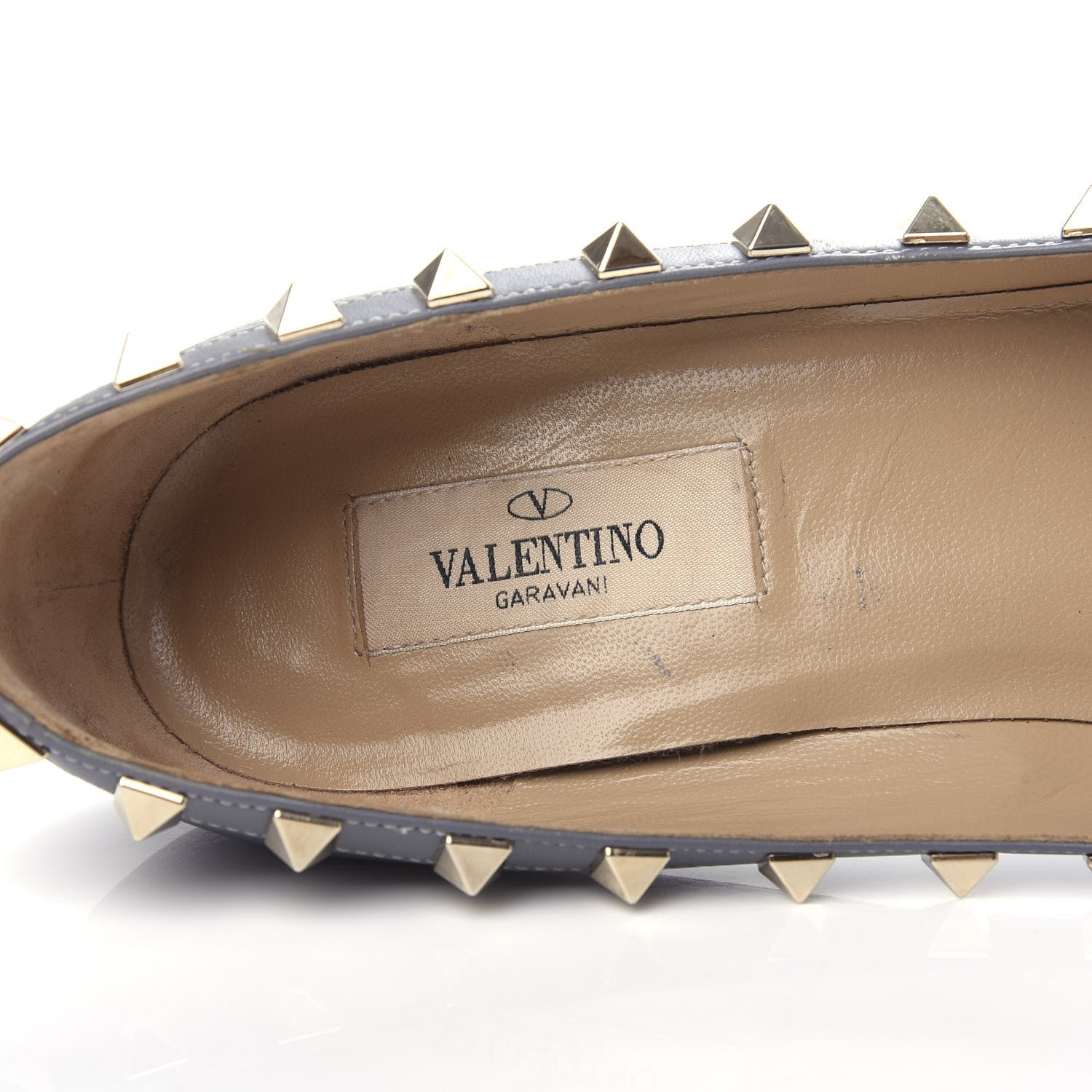 Valentino Garavani Pebbled Calfskin Rockstud 85mm Pumps 37.5 Light Stone 8 of 9