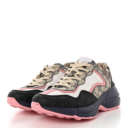 Gucci GG Supreme Monogram Rhyton Sneakers 38 Beige Blue Pink 3 of 13