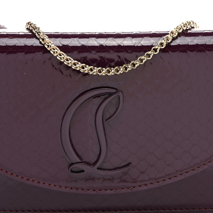 Christian Louboutin Patent Birdy Snakeskin Embossed Loubi54 Crossbody Clutch Merlot 6 of 8