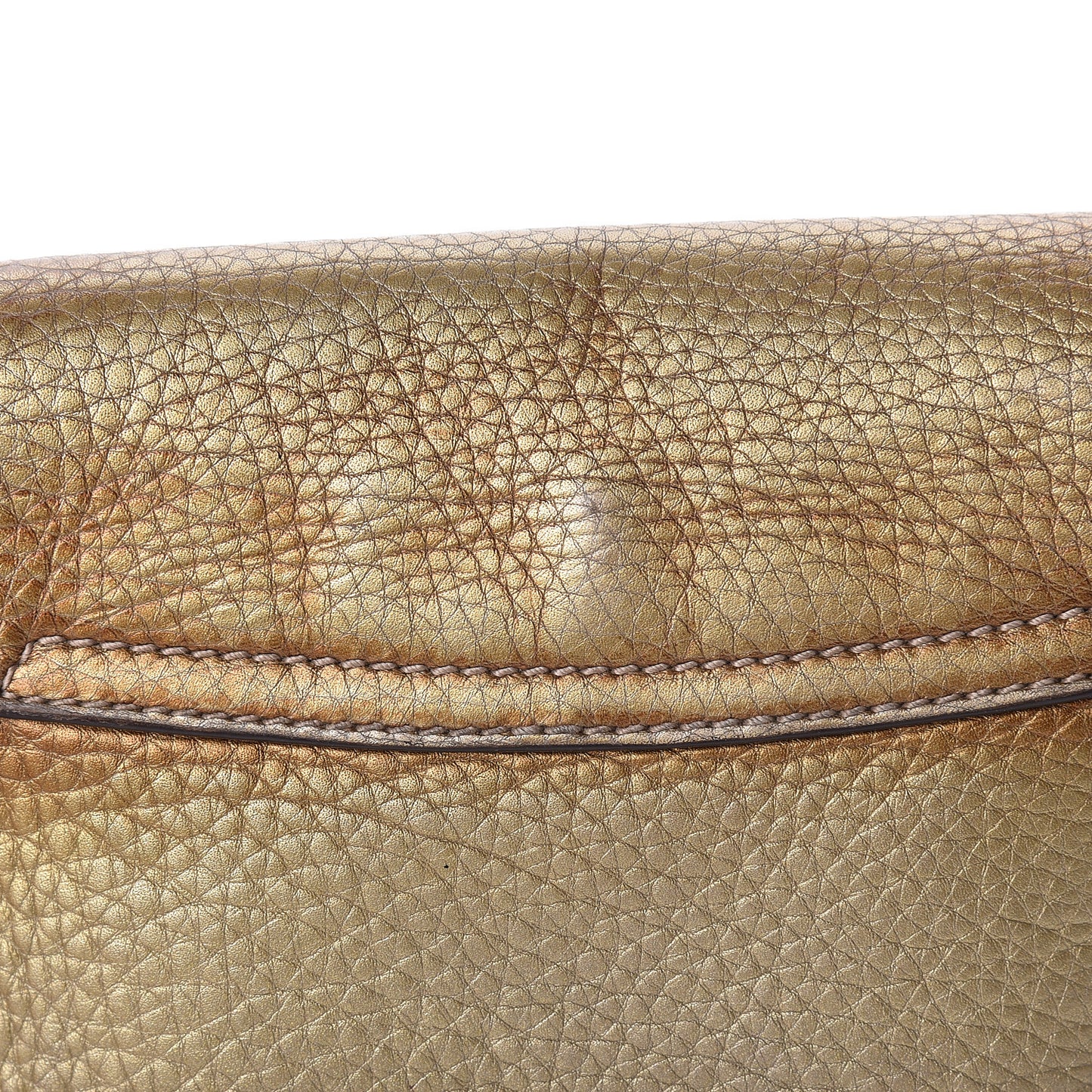 Metallic Pebbled Calfskin Small Soho Flap Crossbody Gold Ombre