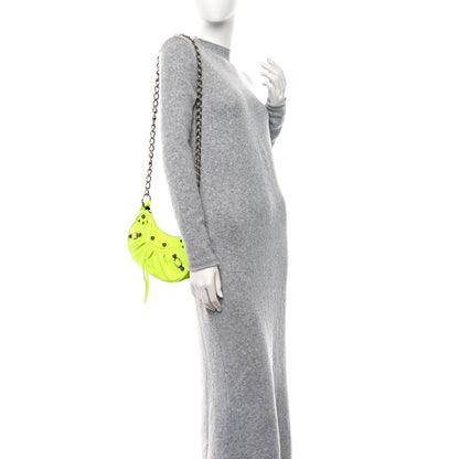 Balenciaga Agneau Arena Le Cagole Chain Shoulder Bag XS Fluo Yellow 2 of 9