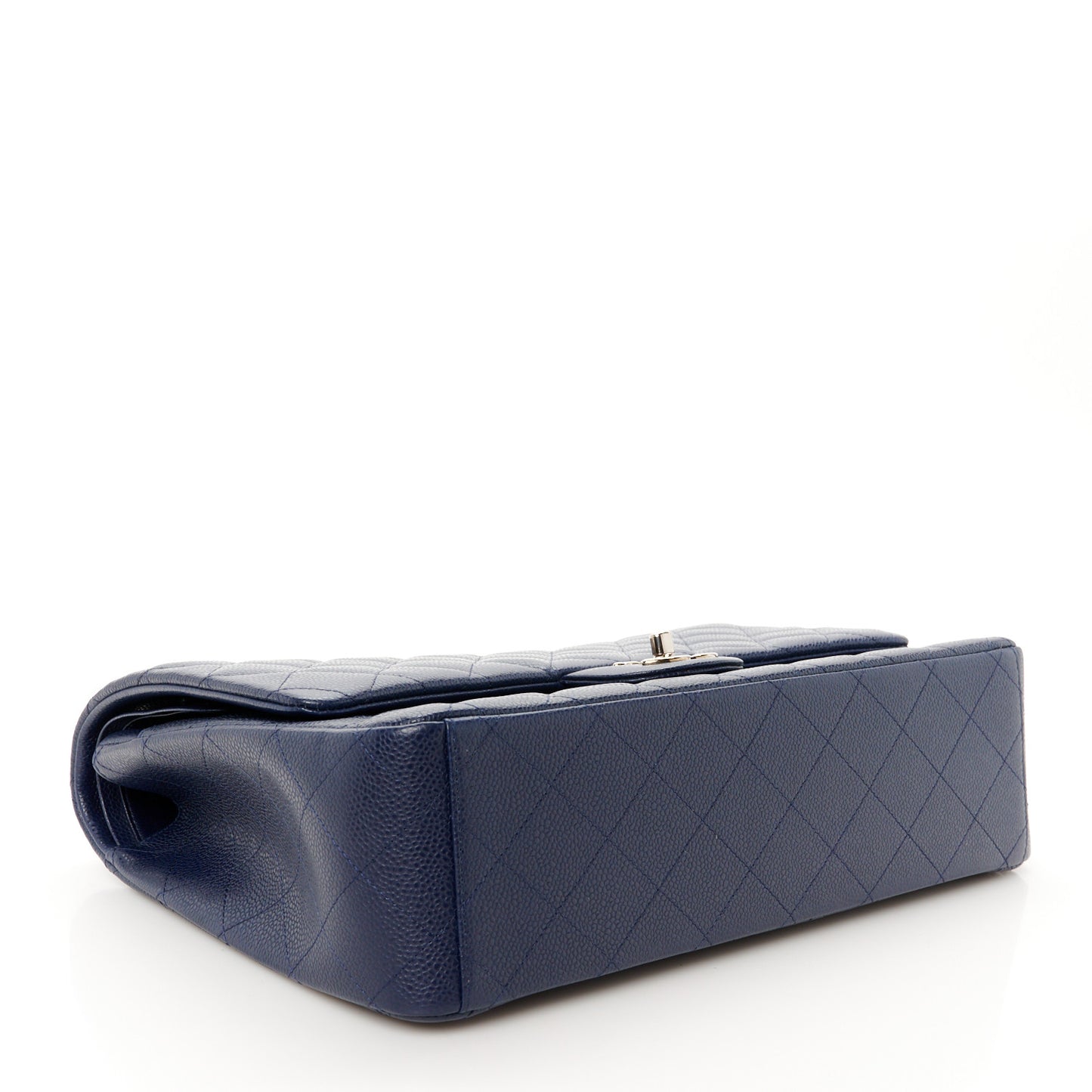 Caviar Quilted Maxi Double Flap Navy Blue